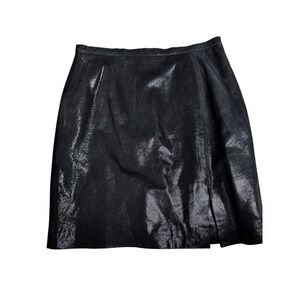 Paolo Santini Black Leather Skirt Women's Size 10 Mini Skirt